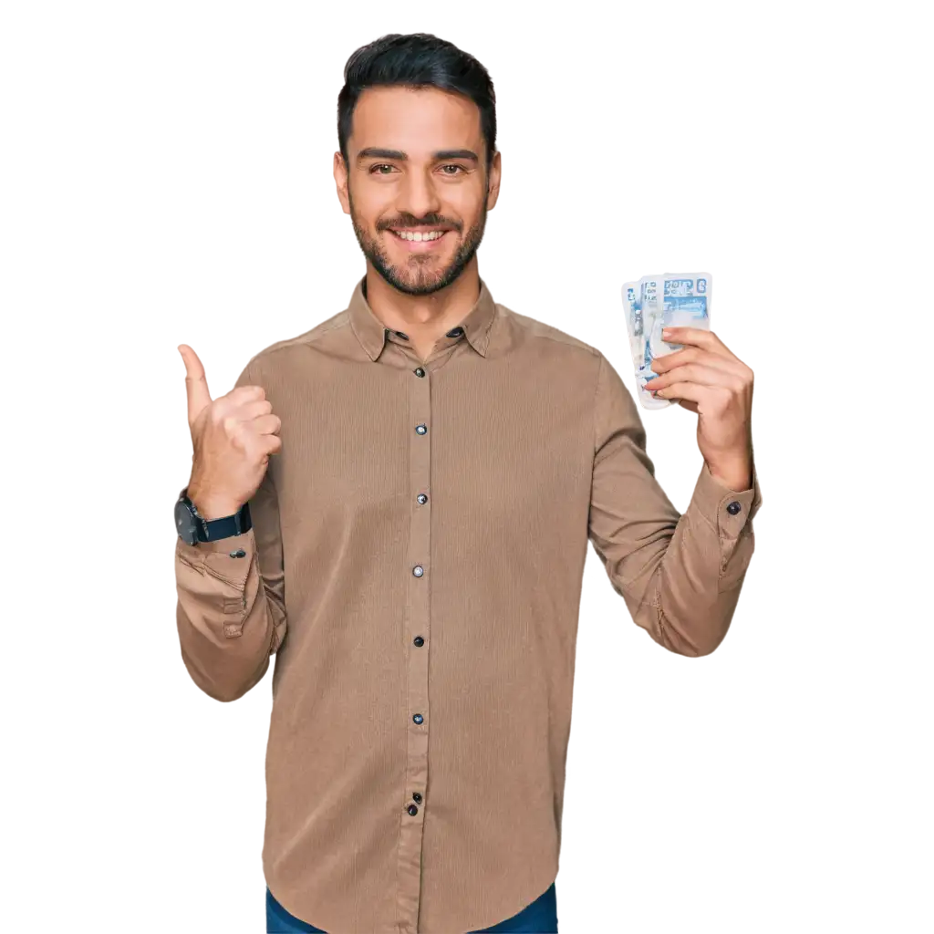 Smiling-Man-Holding-Smartphone-and-Money-PNG-Image-for-Versatile-Use