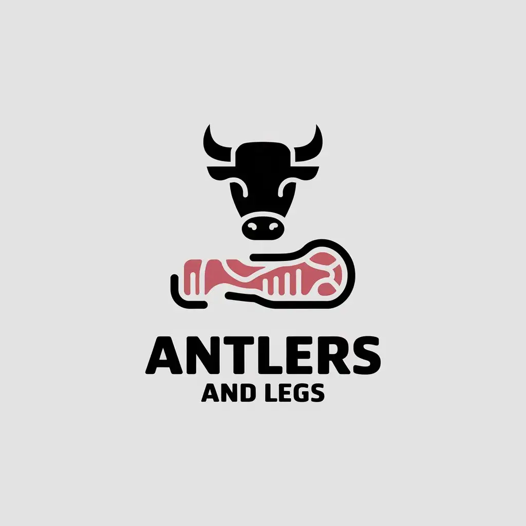 LOGO Design for Antlers and Legs Minimalistic Bull and Meat Theme with Clear Background