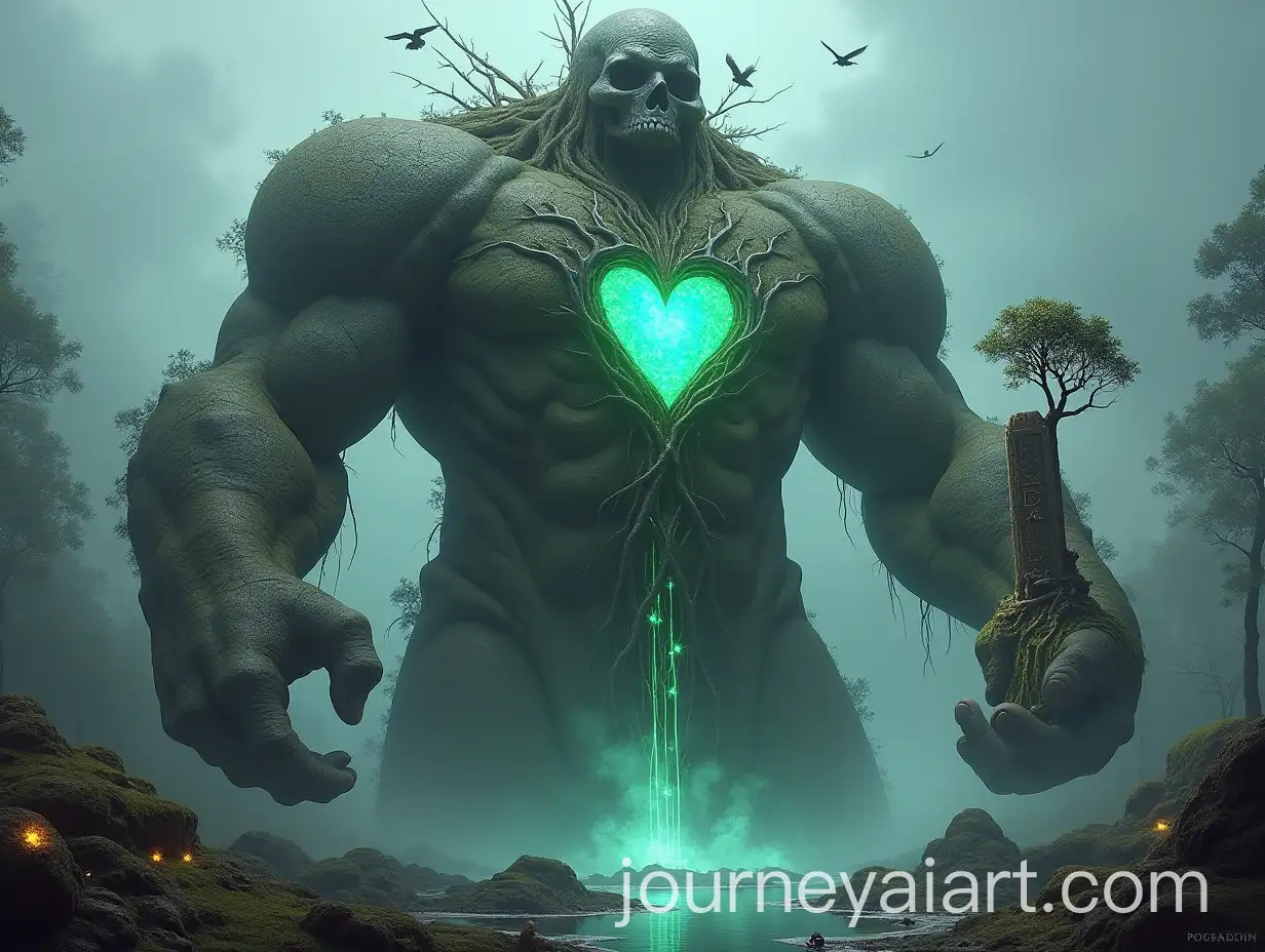 Colossal-Stone-Titan-HeartAI-Image-Prompt-Expansion-of-the-Forest-in-Misty-Landscape
