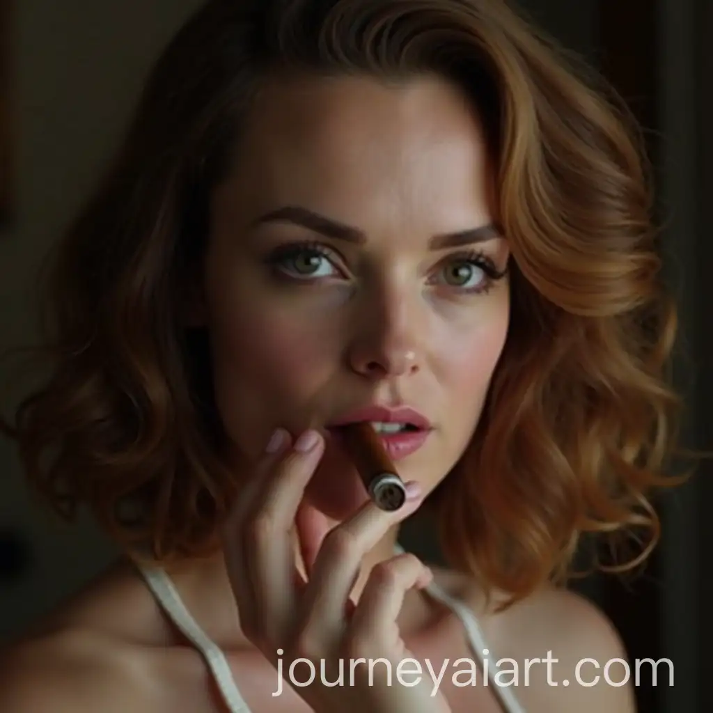 Natalie-Portman-Smoking-Cigar-in-Stylish-Setting