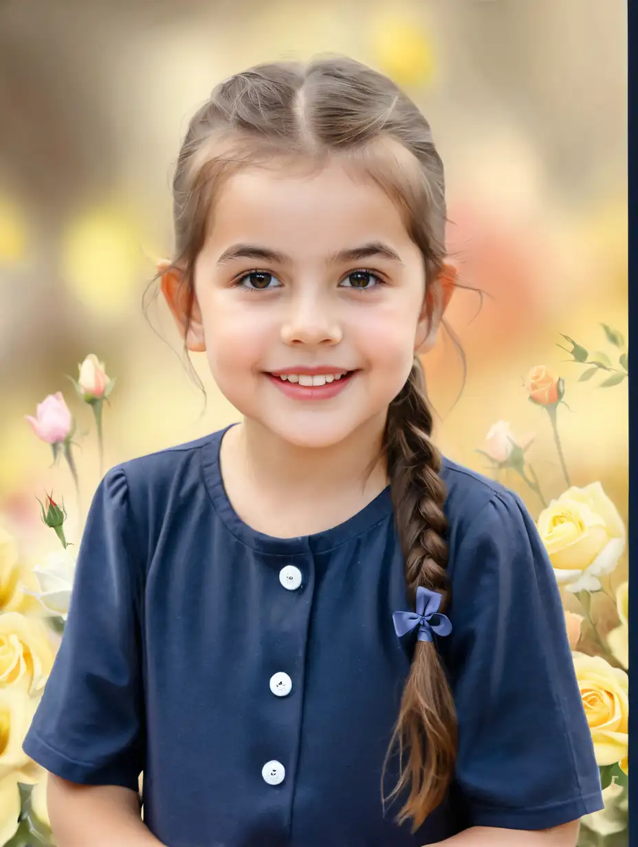 oil painting of young girl among beautiful flowers - add lots of roses