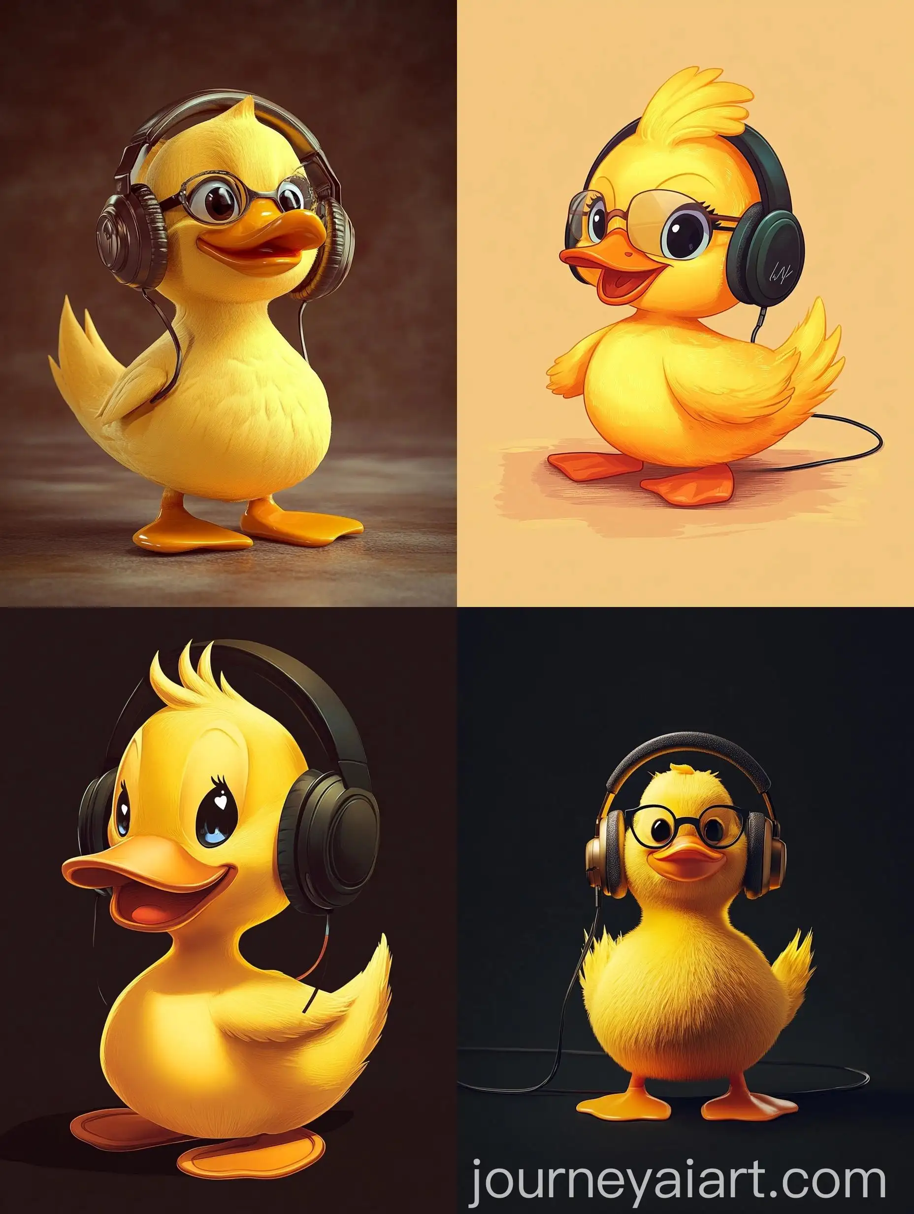 Cartoon-Yellow-Duck-Wearing-Headphones