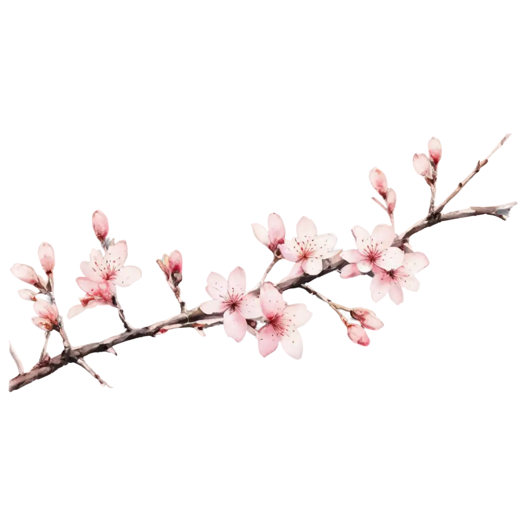 Watercolor-of-Cherry-Blossoms-Soft-Pink-Japans-Hanami-Festival-Delicate-PNG-Image-on-White-Background