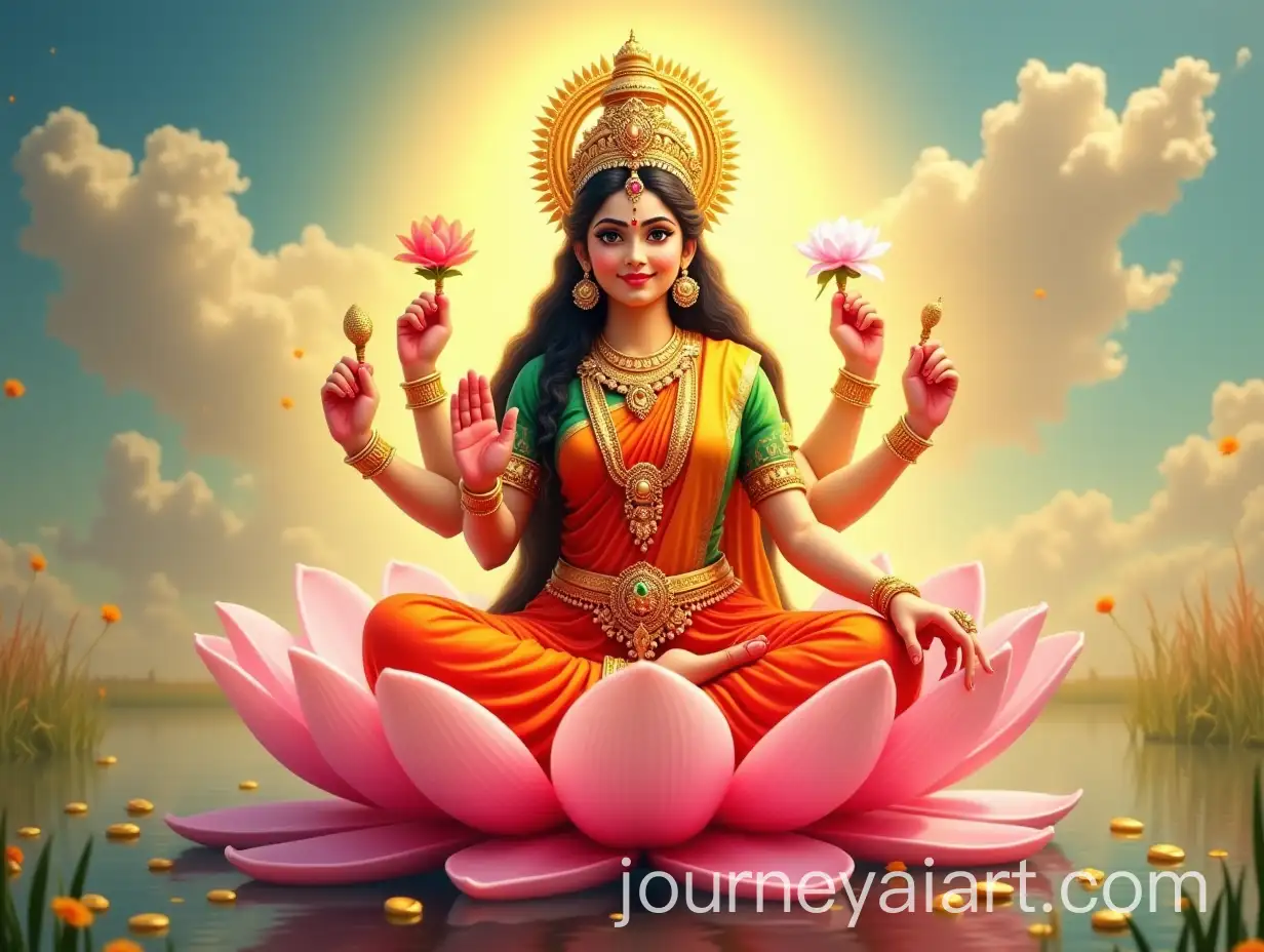 Goddess-Lakshmi-Sitting-on-aAI-Art-Prompt-Expansion-Lotus-Flower-with-Golden-Aura-and-Blessings