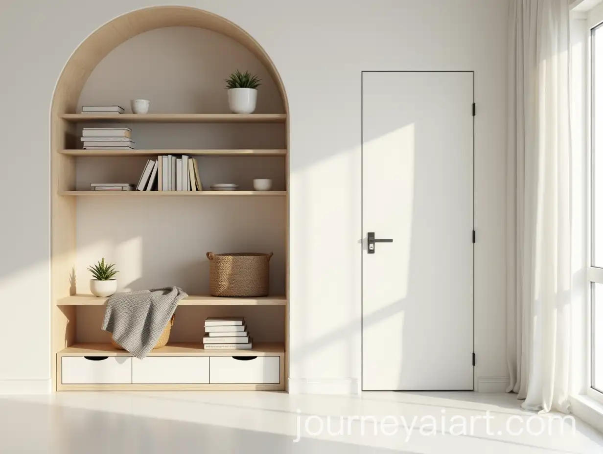 Minimalist-Niche-Decor-with-Stylish-Bookshelf-and-Guest-Interaction