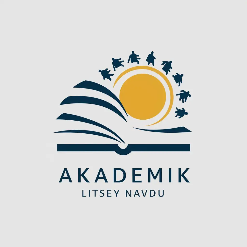 LOGO Design for Akademik Litsey NavDU Book Sun and Students Symbol for Education Industry