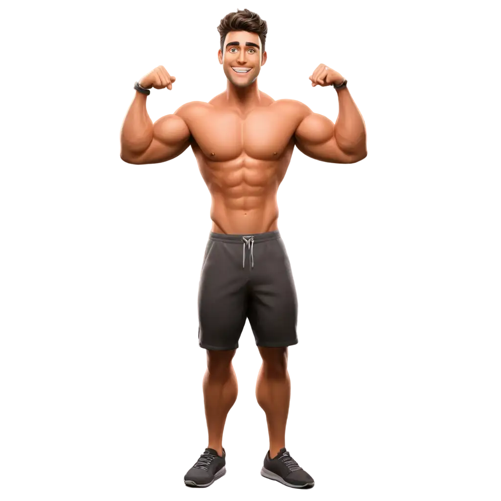 Muscular-Guy-Sweating-and-Smiling-Cartoon-PNG-Image-Vibrant-Character-Illustration-for-Dynamic-Content