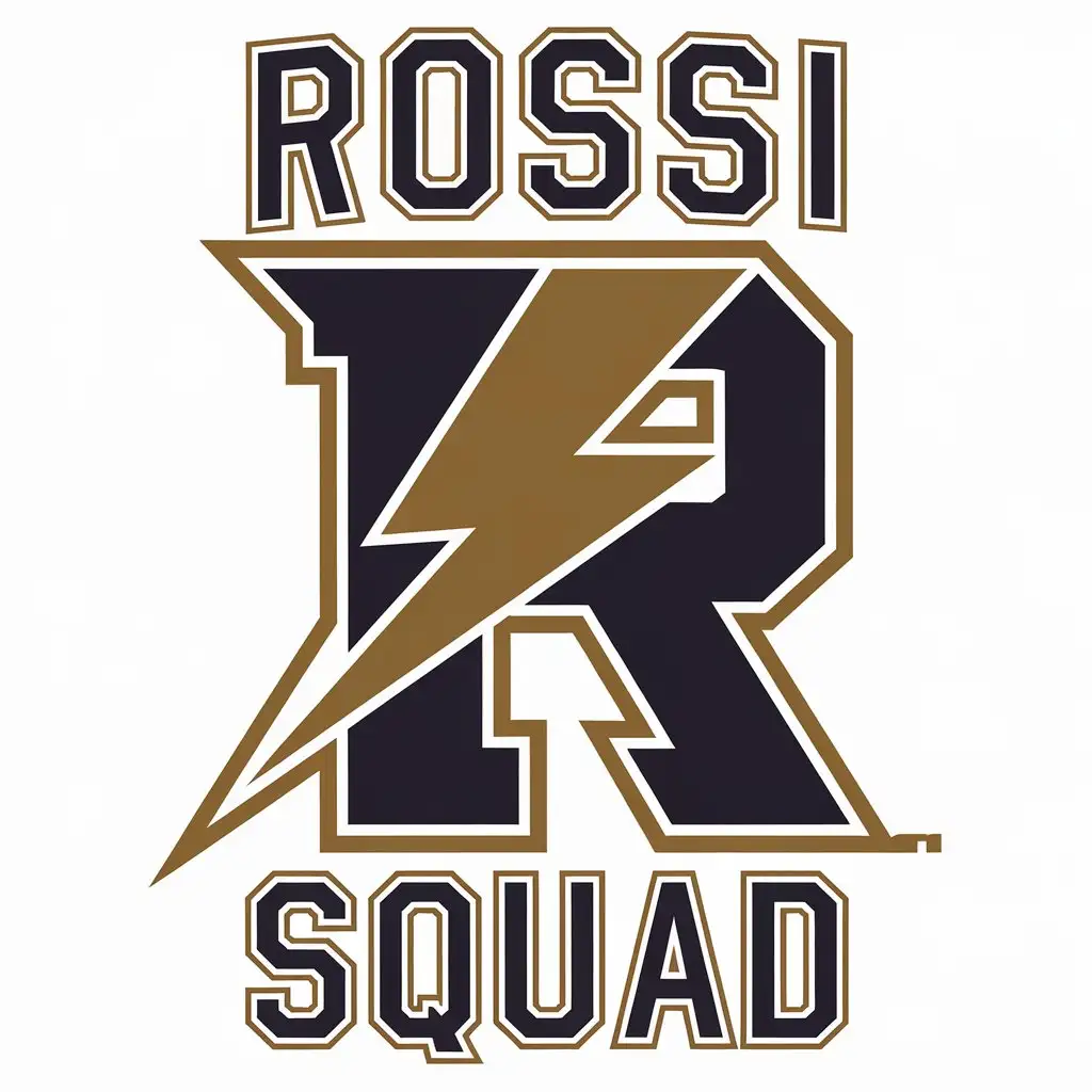 LOGO Design for Rossi Squad Vector R Symbol for Entertainment Industry with Clear Background