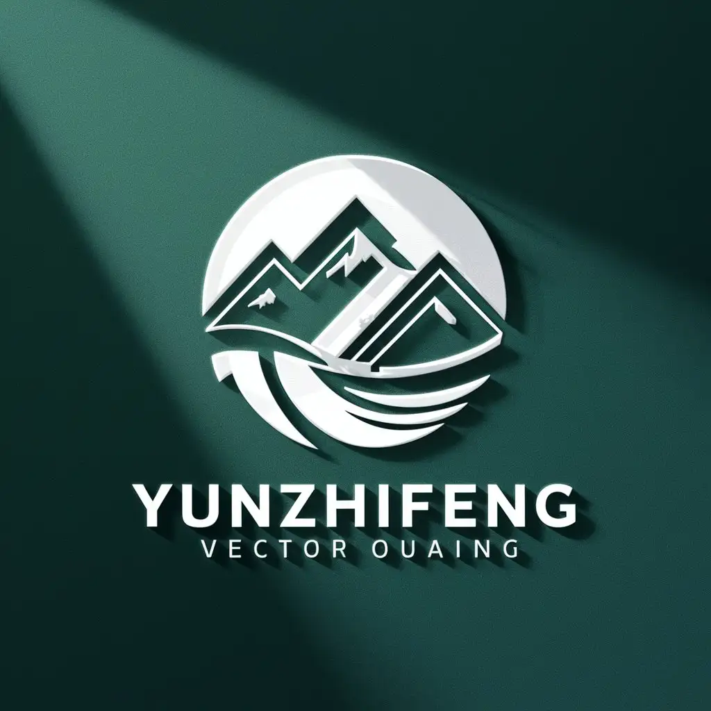 a vector logo design,with the text "yunzhifeng", main symbol:Mountains, mist, gaming,complex,be used in Internet industry,clear background,(((masterpiece))), ((best quality)), ((ultra-detailed)), (illustration), (detailed light),((an extremely delicate and beautiful)),dramatic_shadow,ray_tracing,Moderate,be used in Internet industry,clear background