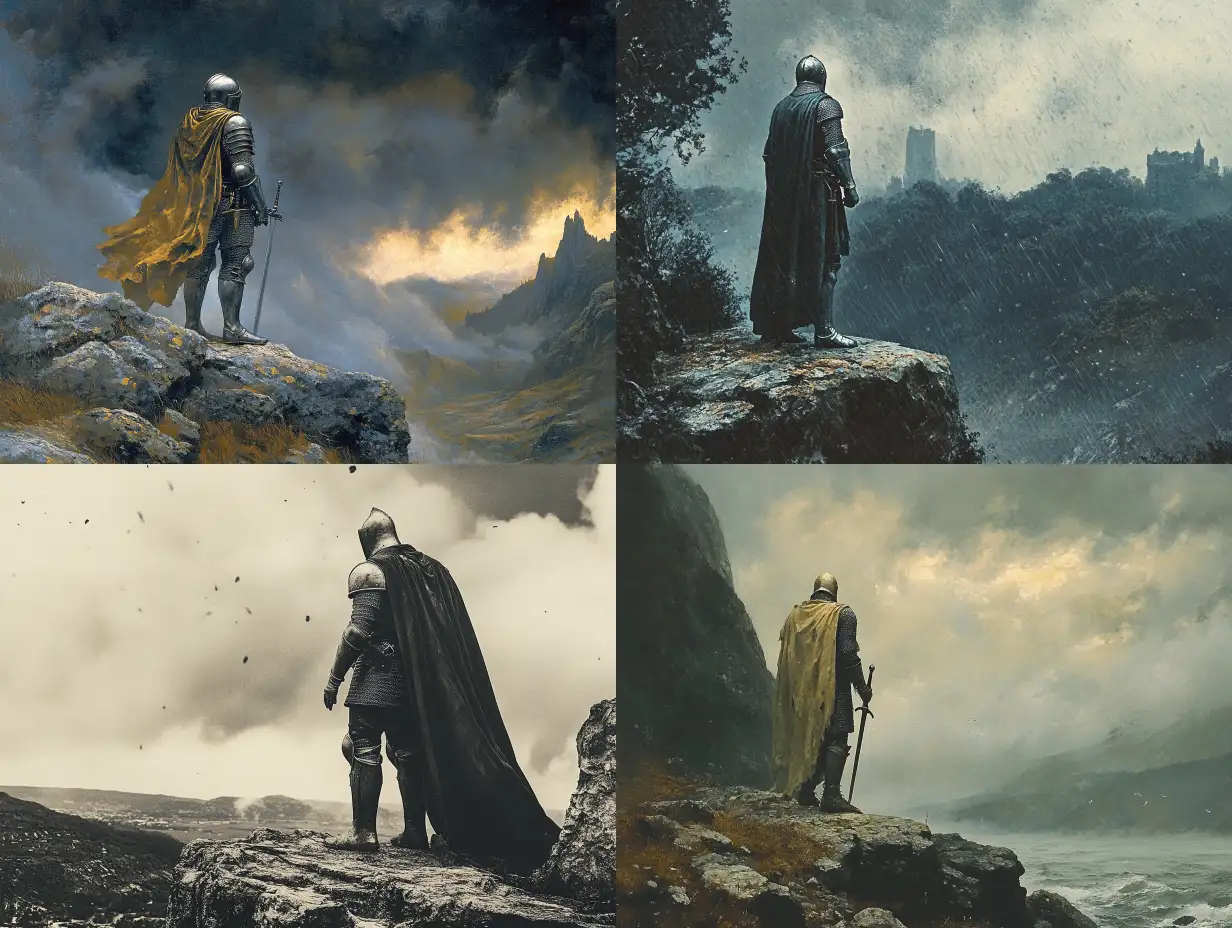 Knight-in-Moody-Weather-by-a-Rock-1970s-Book-Cover-Style