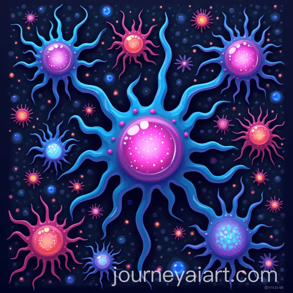 Neural-Cells-and-Fused-Gems-Pattern-in-Cartoon-Style