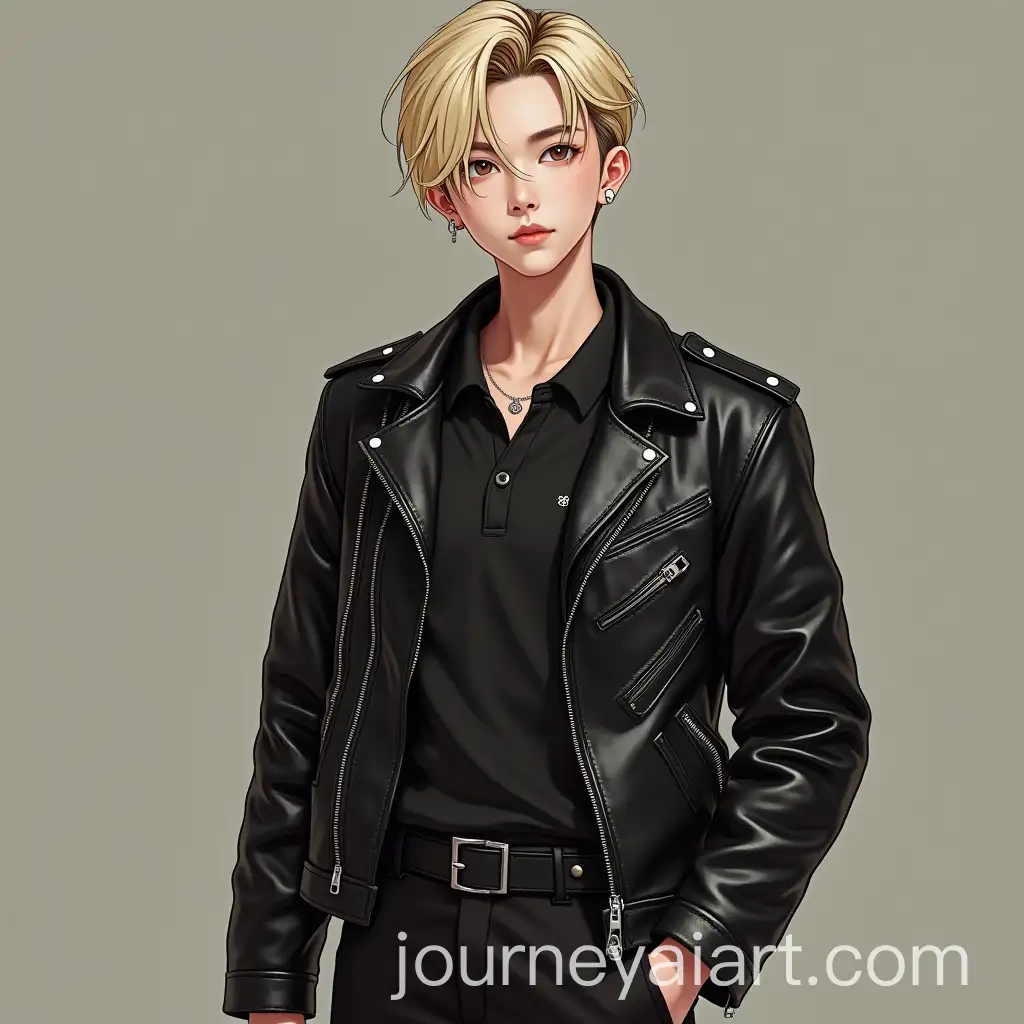 Stylish-Asian-Guy-with-Blonde-Hair-in-Leather-Jacket-and-Silver-Accessories