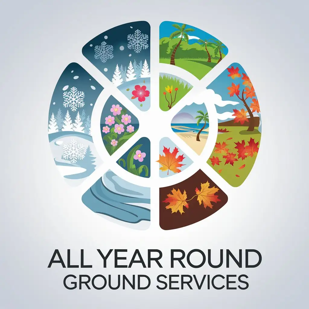 LOGO Design for All Year Round Ground Services Four Seasons Split Symbol with Winter Spring Summer and Fall Theme