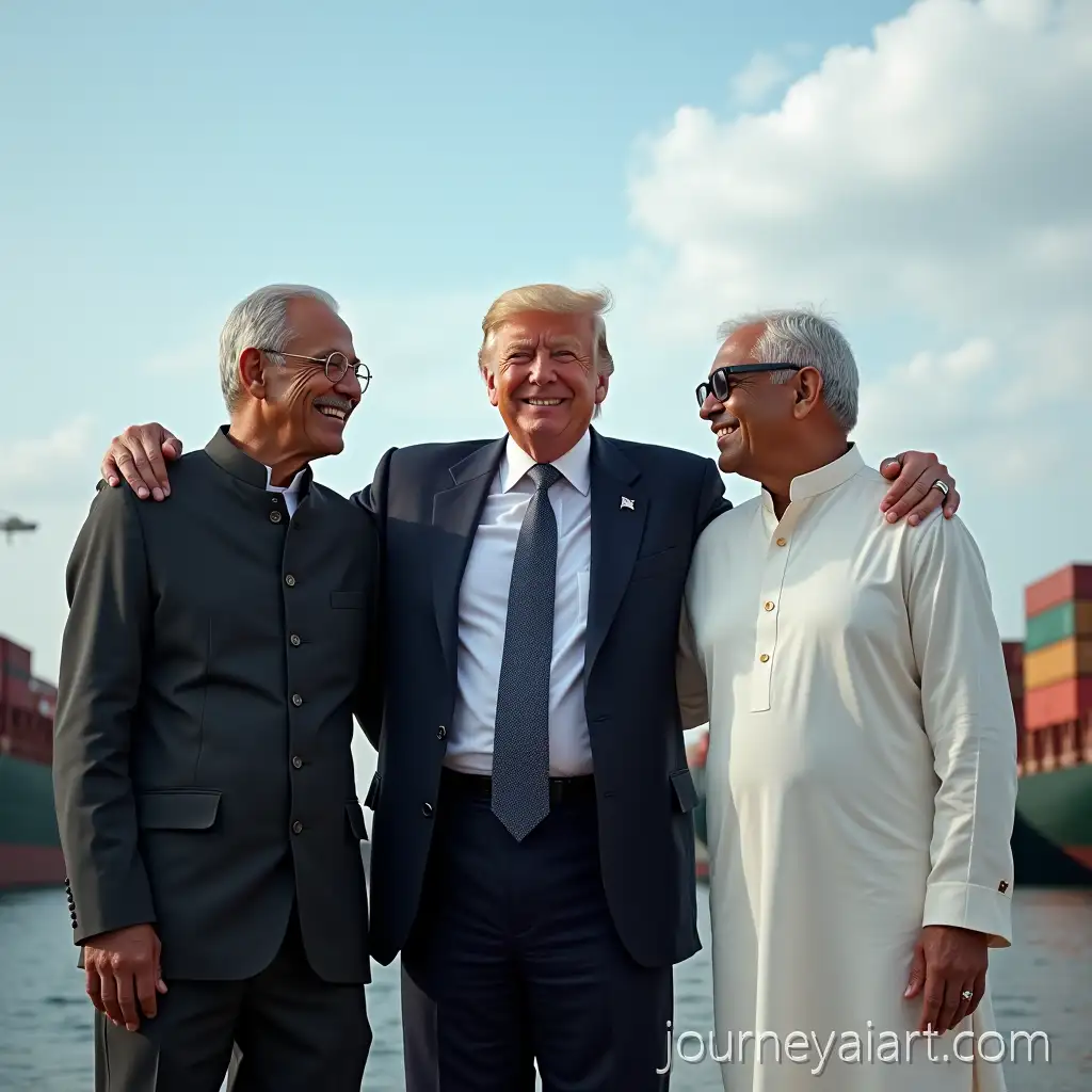 Three-World-Leaders-Smiling-Together-at-a-Seaport-withWorld-leaders-smiling-together-Shipping-Containers