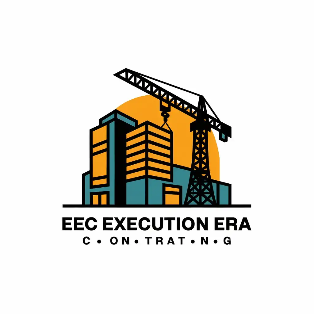 LOGO Design for EEC Execution Era Contracting Modern Construction Industry Emblem with Bilingual Typography