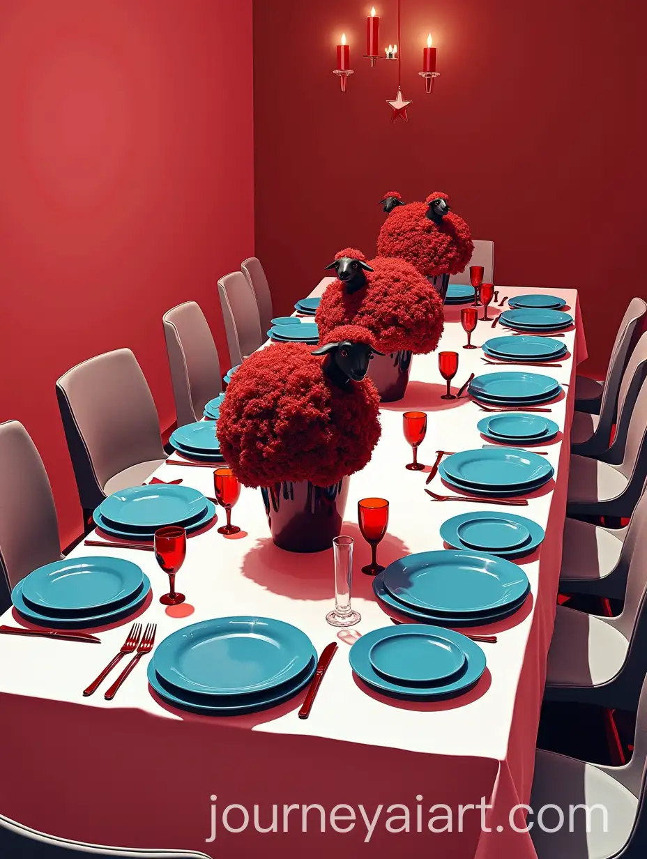 Valentines-Day-Dinner-Table-Setup-with-Red-and-Blue-Pop-Art-Style