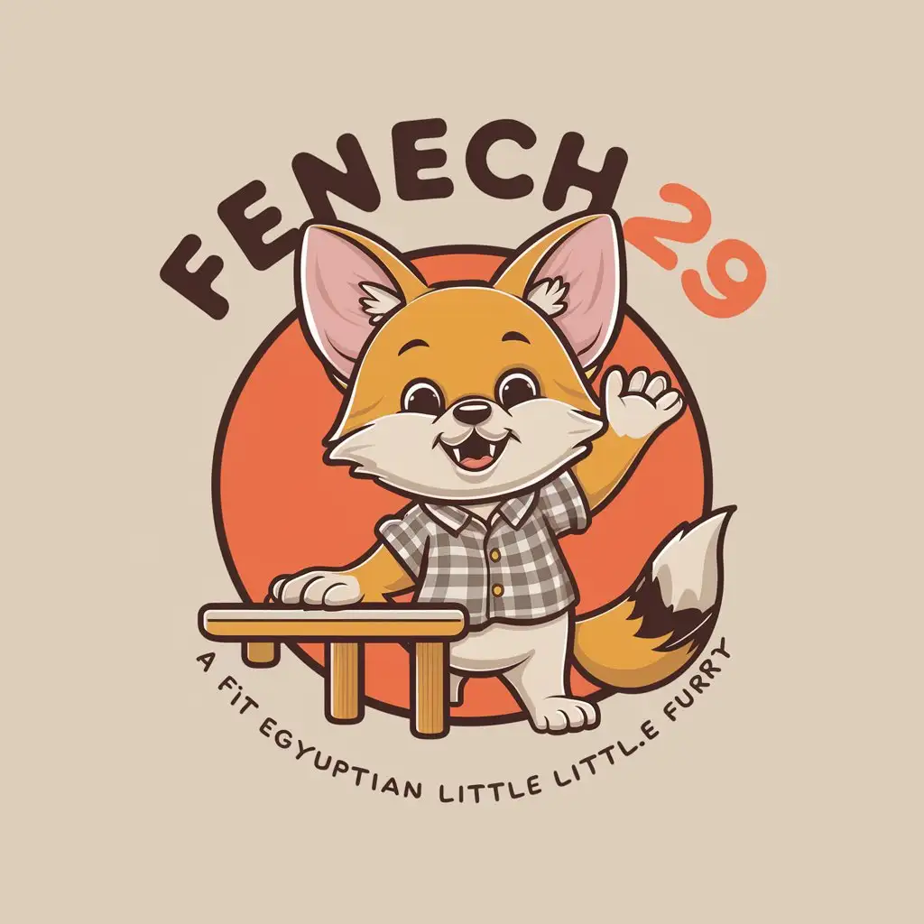 LOGO Design For FENECH29 Egyptian Anime Furry Fox Character in Checkered Shirt