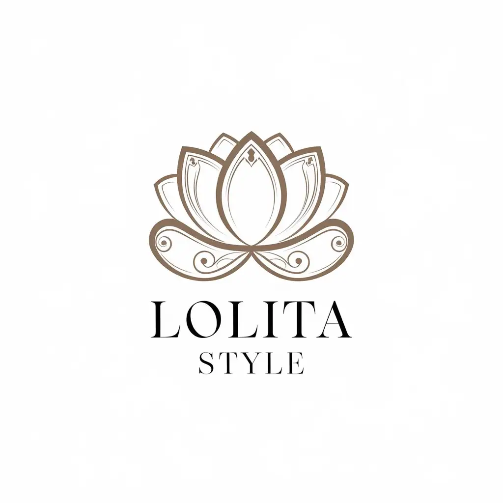 a vector logo design,with the text "Lolita style", main symbol:user_prompt: Lotus style - You can design a pattern, imitating the delicate and graceful legs of lotus-style furniture, using soft curves and exquisite decoration, expressing its light, luxurious and meticulous features.,Moderate,clear background