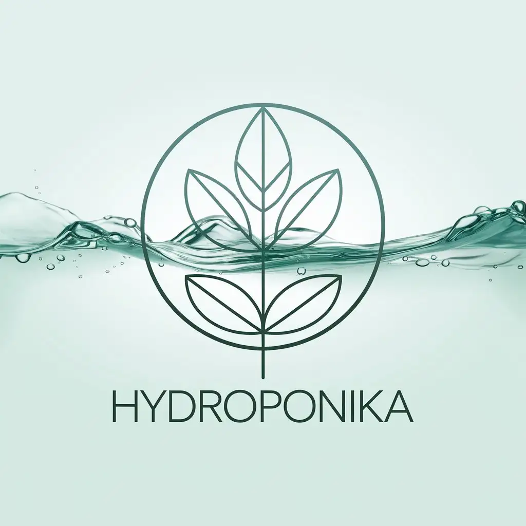 LOGO Design for Hydroponika Modern Sustainable Growth with Stylized Plant Leaves and Water Droplets