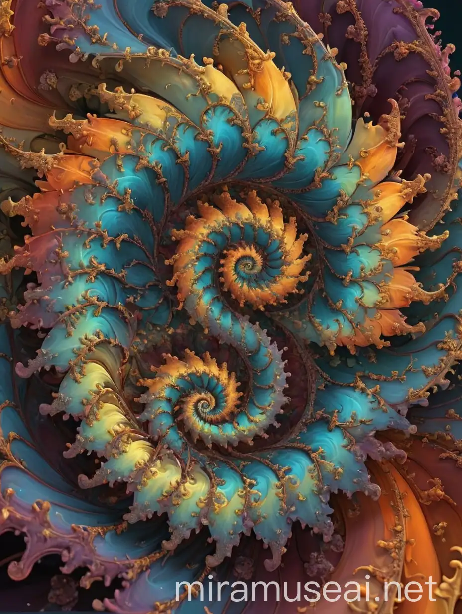 Colorful Mandelbrot Fibonacci Spiral Fractal Art High Resolution 8K