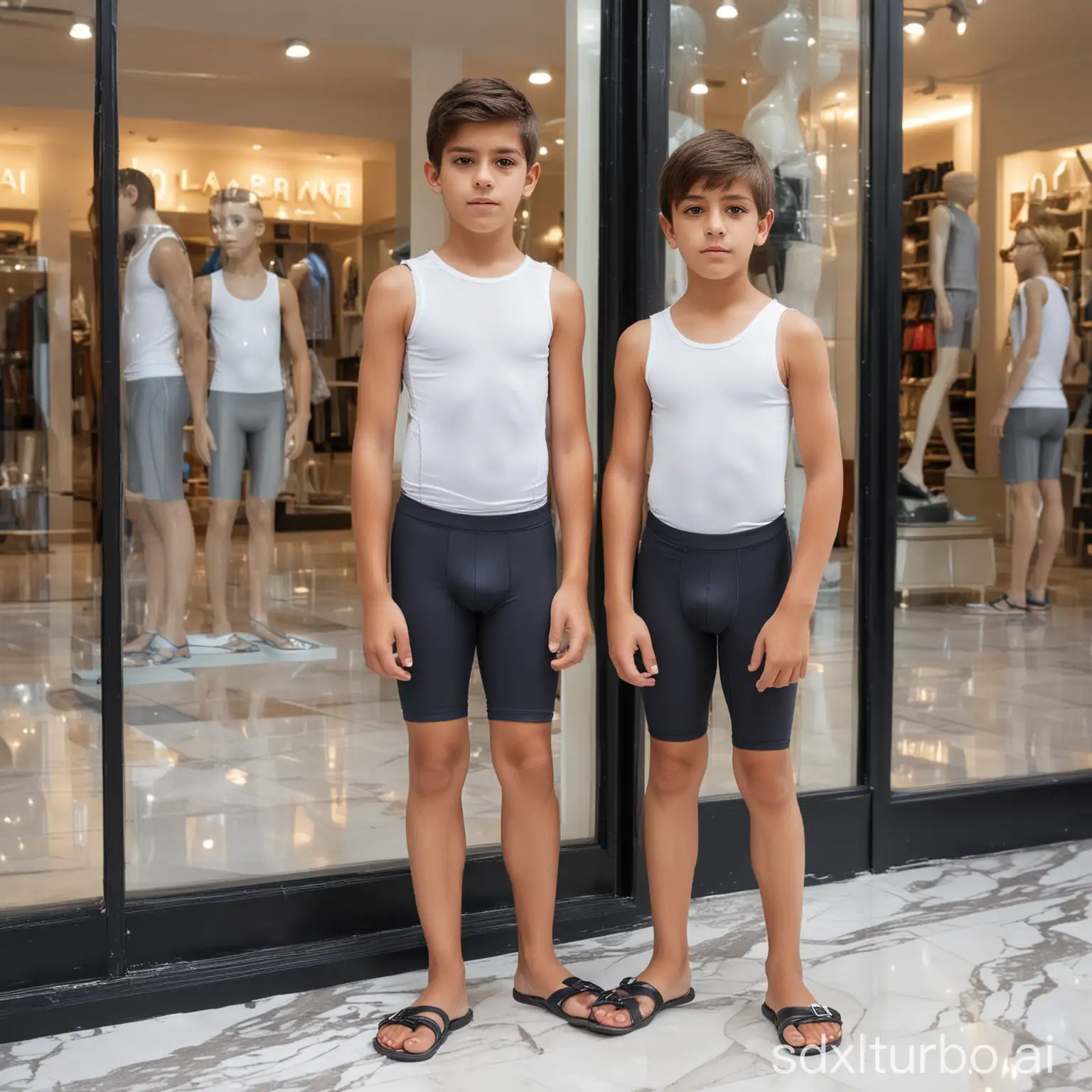 Hispanic-and-Caucasian-Boys-Shopping-in-Store-with-Marble-Floor