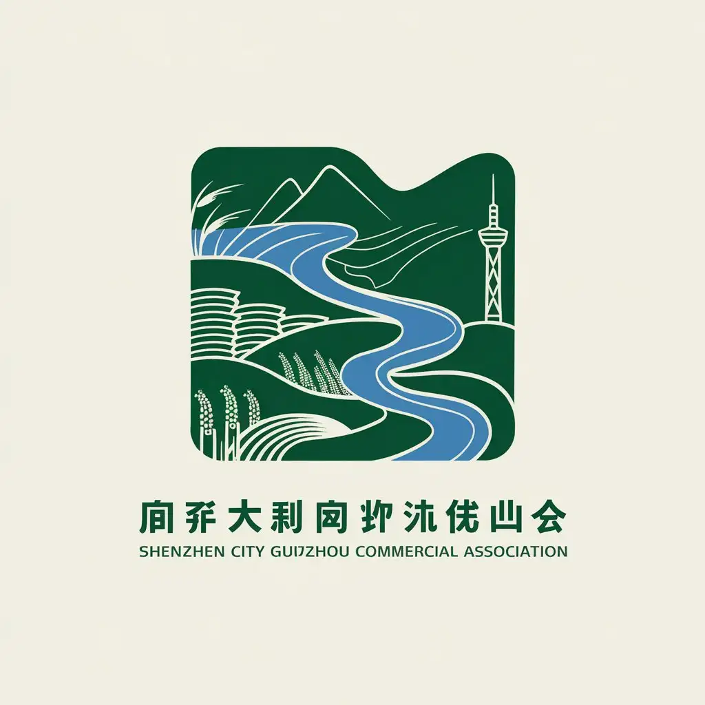 LOGO Design for Shenzhen City Guizhou Tongzi Commercial Association Daluoshan Mountain River Waves and Modern Architecture Elements