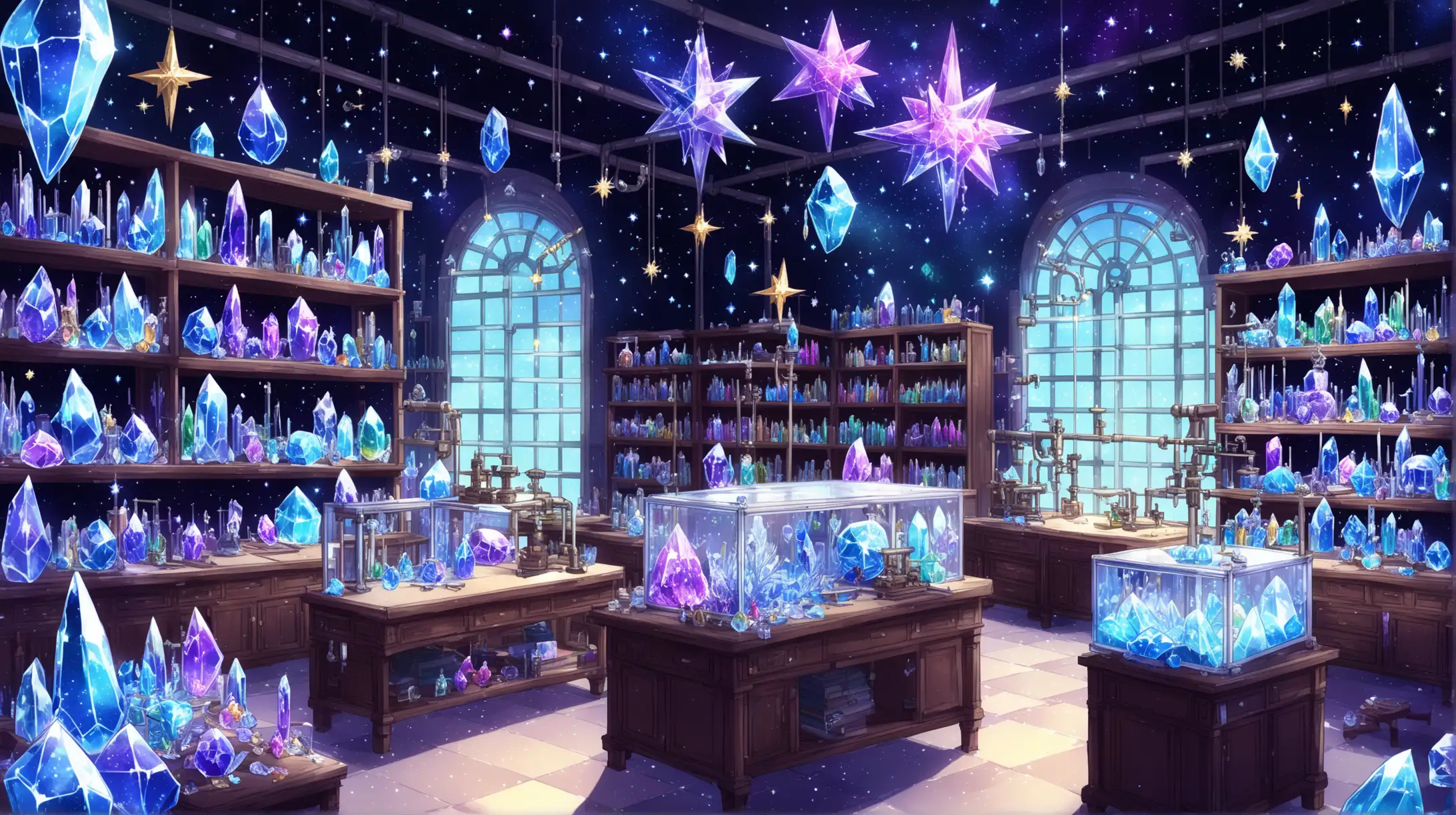 Magical Science Lab with Stars and Crystals