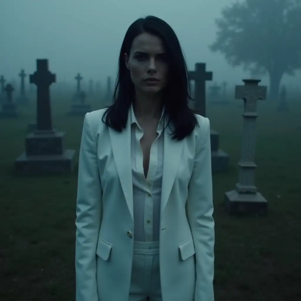 Teagan-Croft-as-Lucifer-Vessel-in-Graveyard-Setting-with-Foggy-Dark-Daytime-Atmosphere