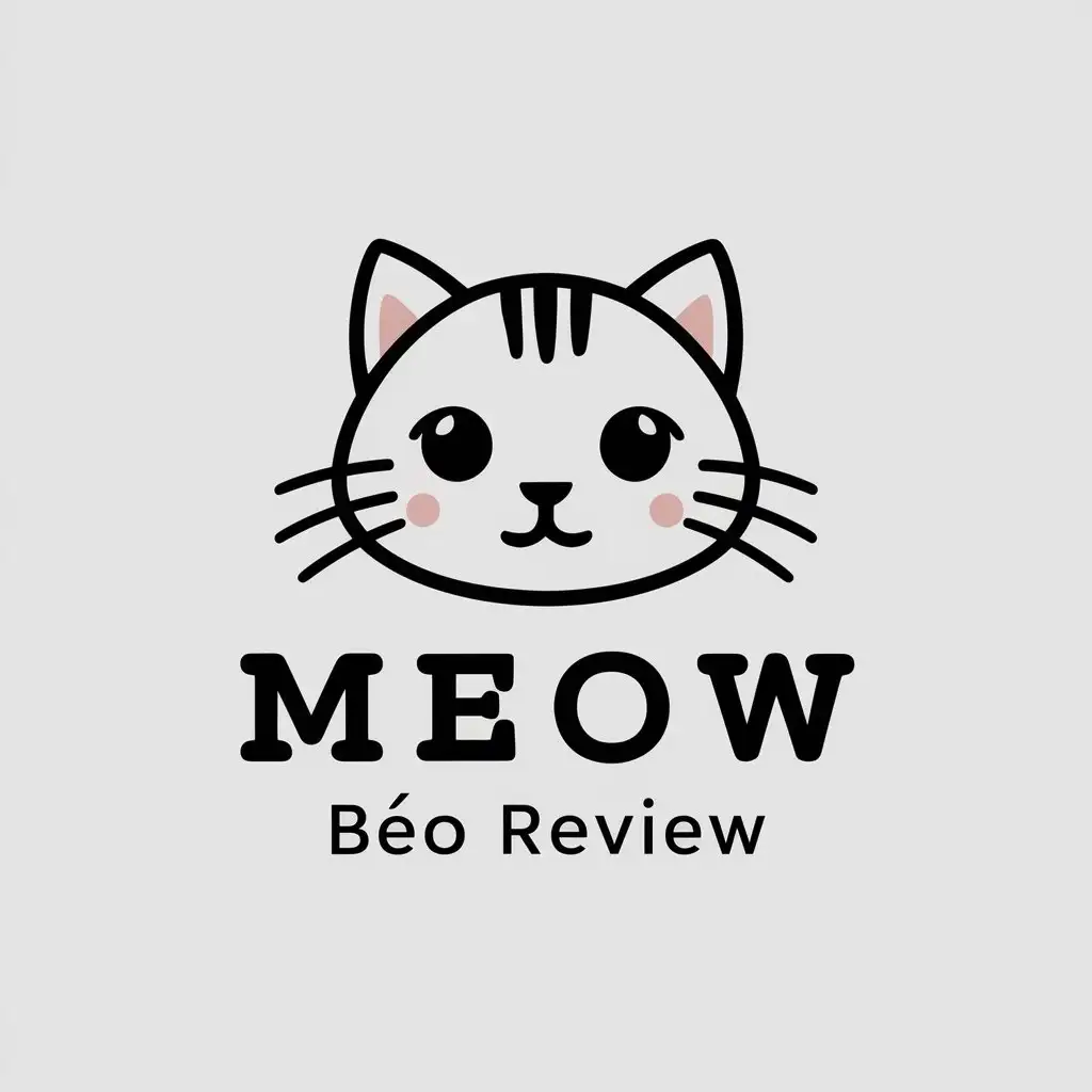 a vector logo design,with the text "Meow Béo review", main symbol:cute cat,Minimalistic,clear background