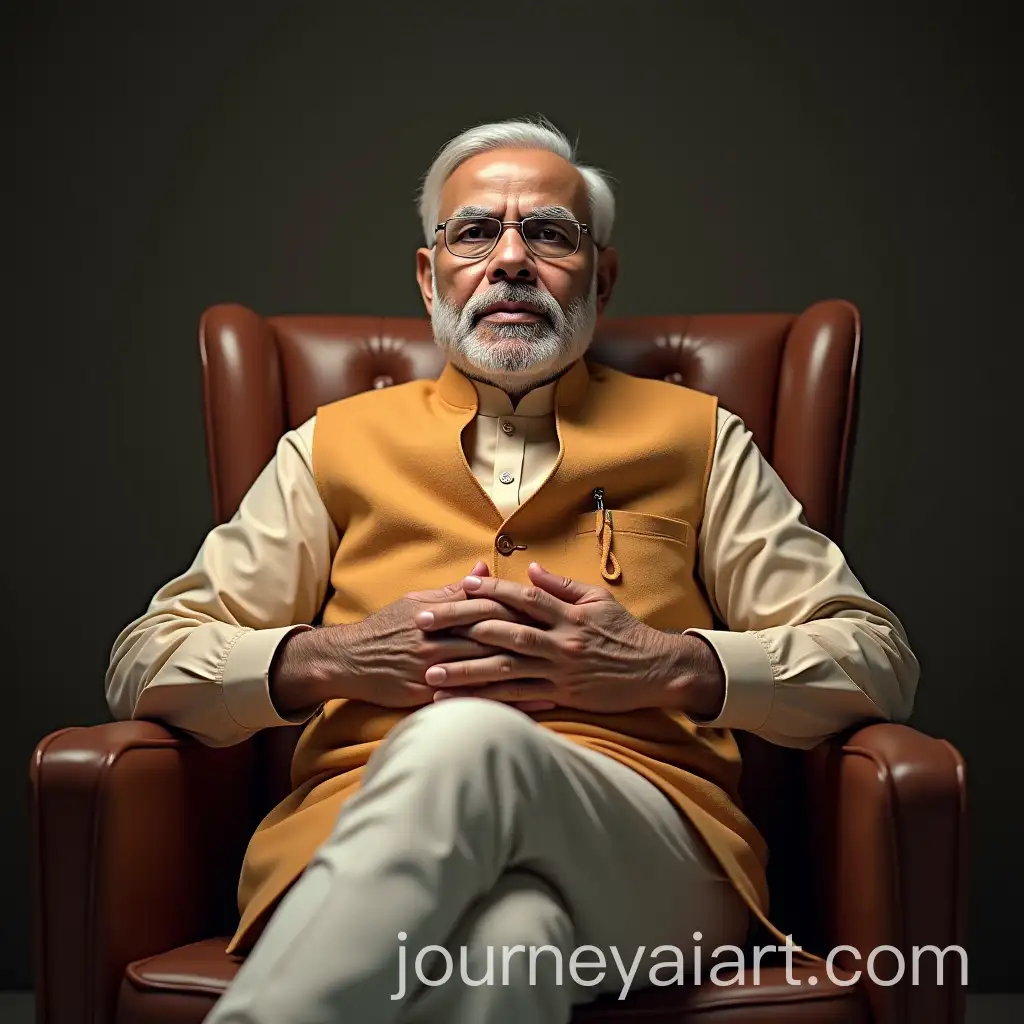 Indian-Prime-Minister-Narendra-Modi-Sitting-inAI-Art-Prompt-Expansion-Fearful-Expression-on-Chair