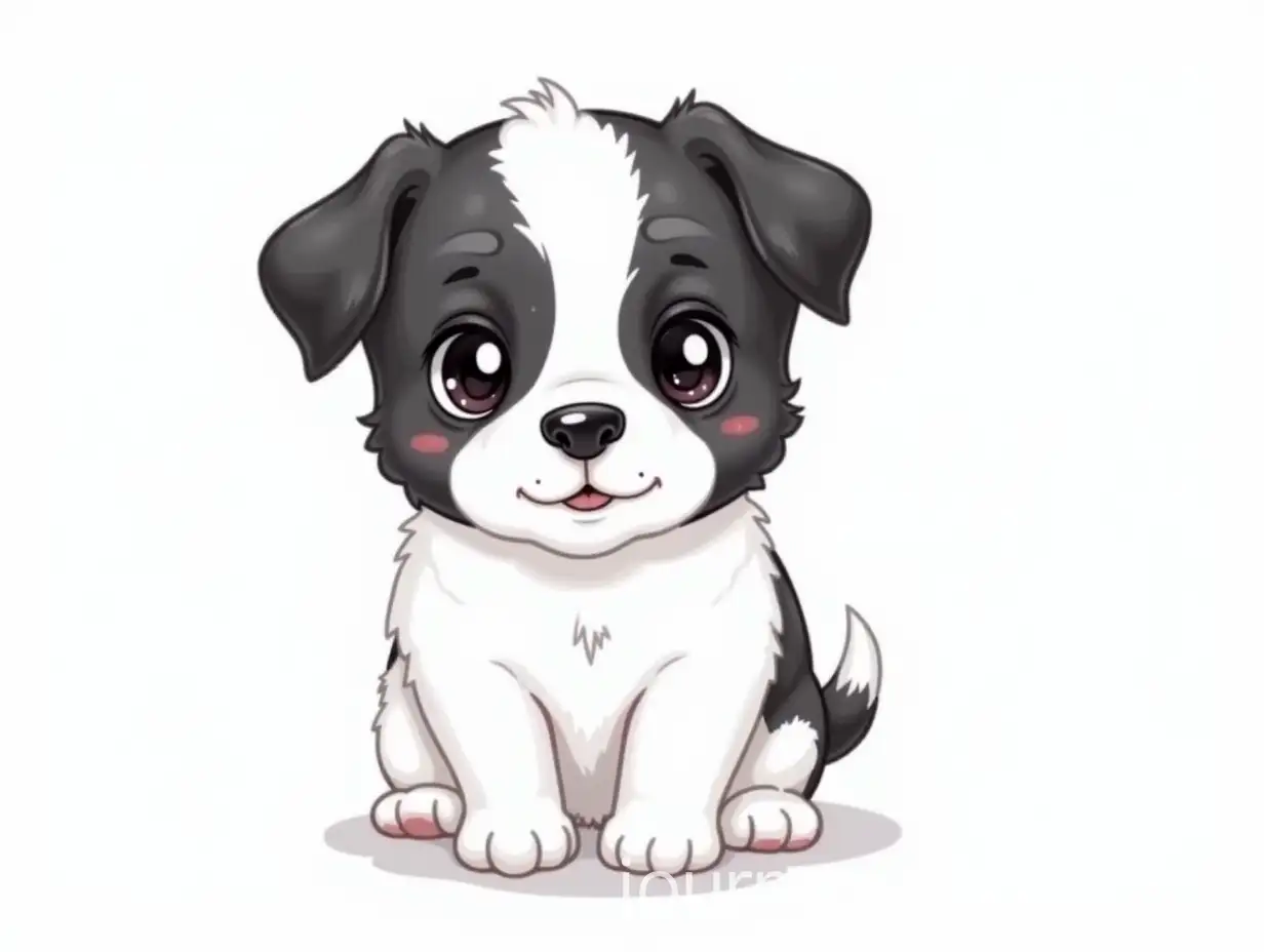 Cute-Black-and-White-Puppy-with-Innocent-Eyes-and-Fluffy-Fur