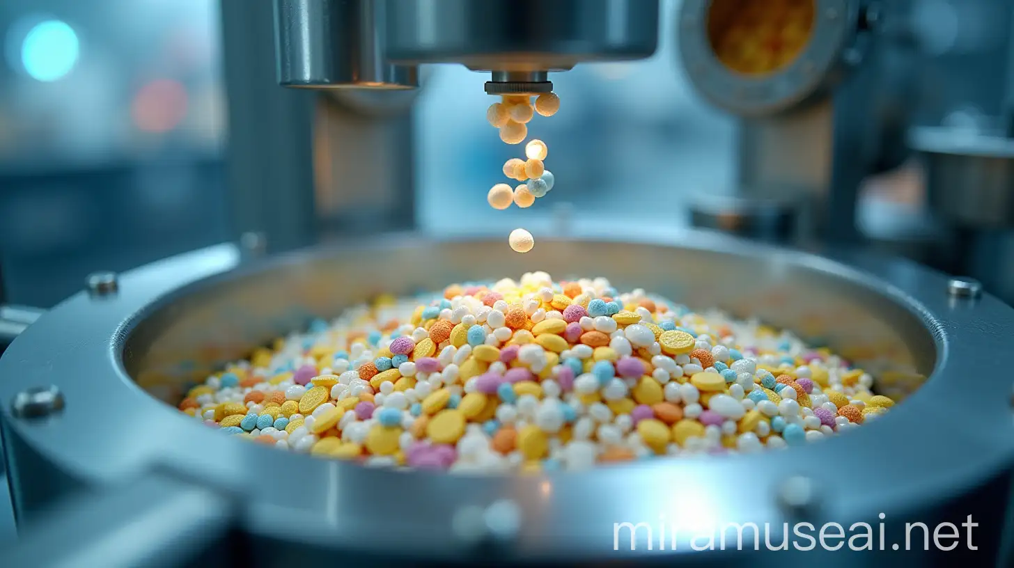 CloseUp of Pharmaceutical Granulation Process in a HighTech Laboratory