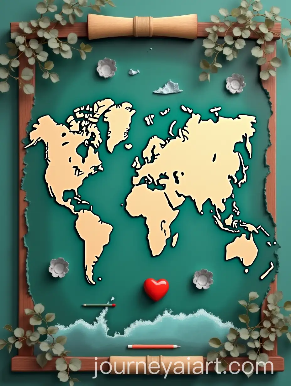 Teachers-Day-Portrait-Gratitude-and-Love-Expressed-on-a-Green-Treasure-Map