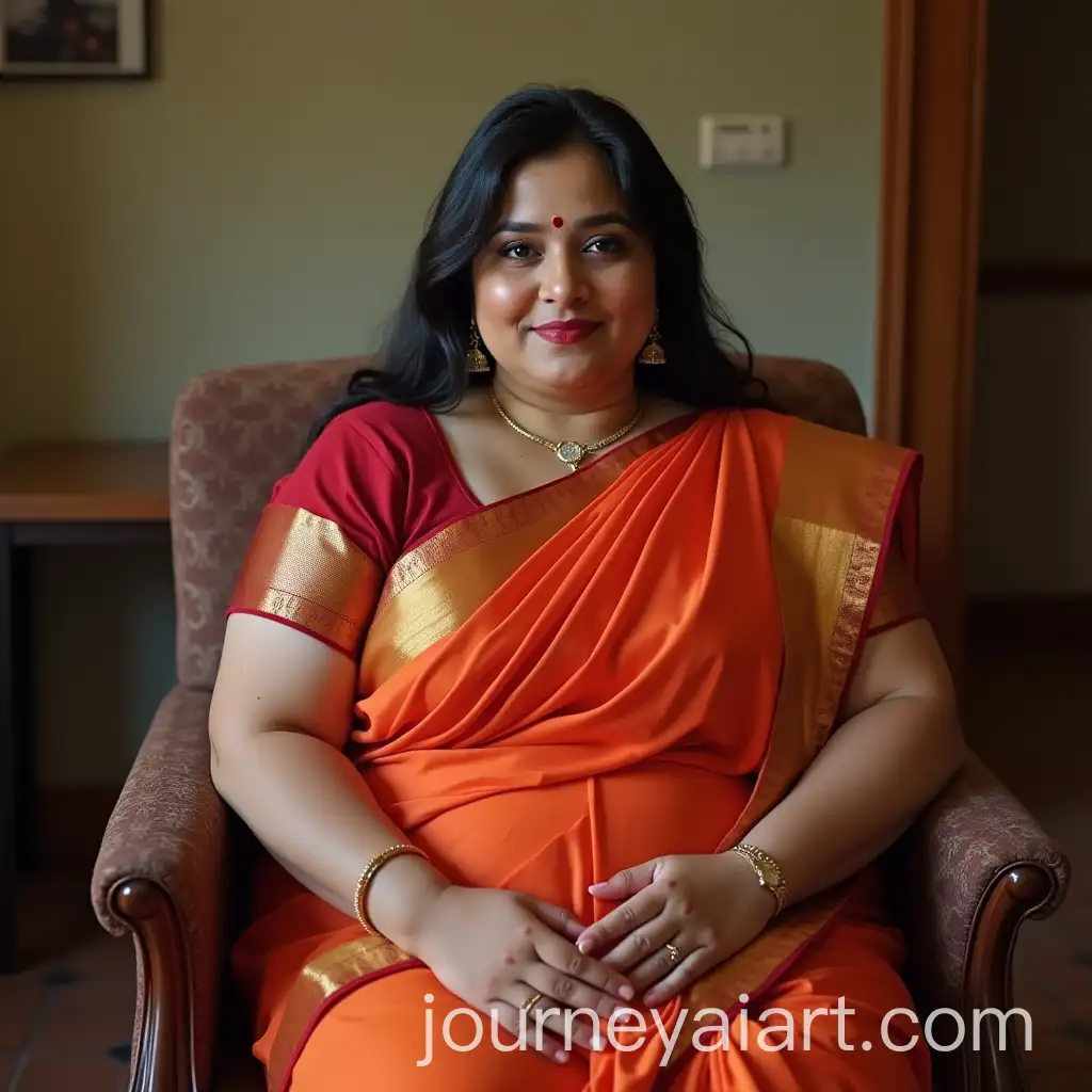 Indian-Actress-in-Saree-Sitting-on-Chair-Without-Footwear