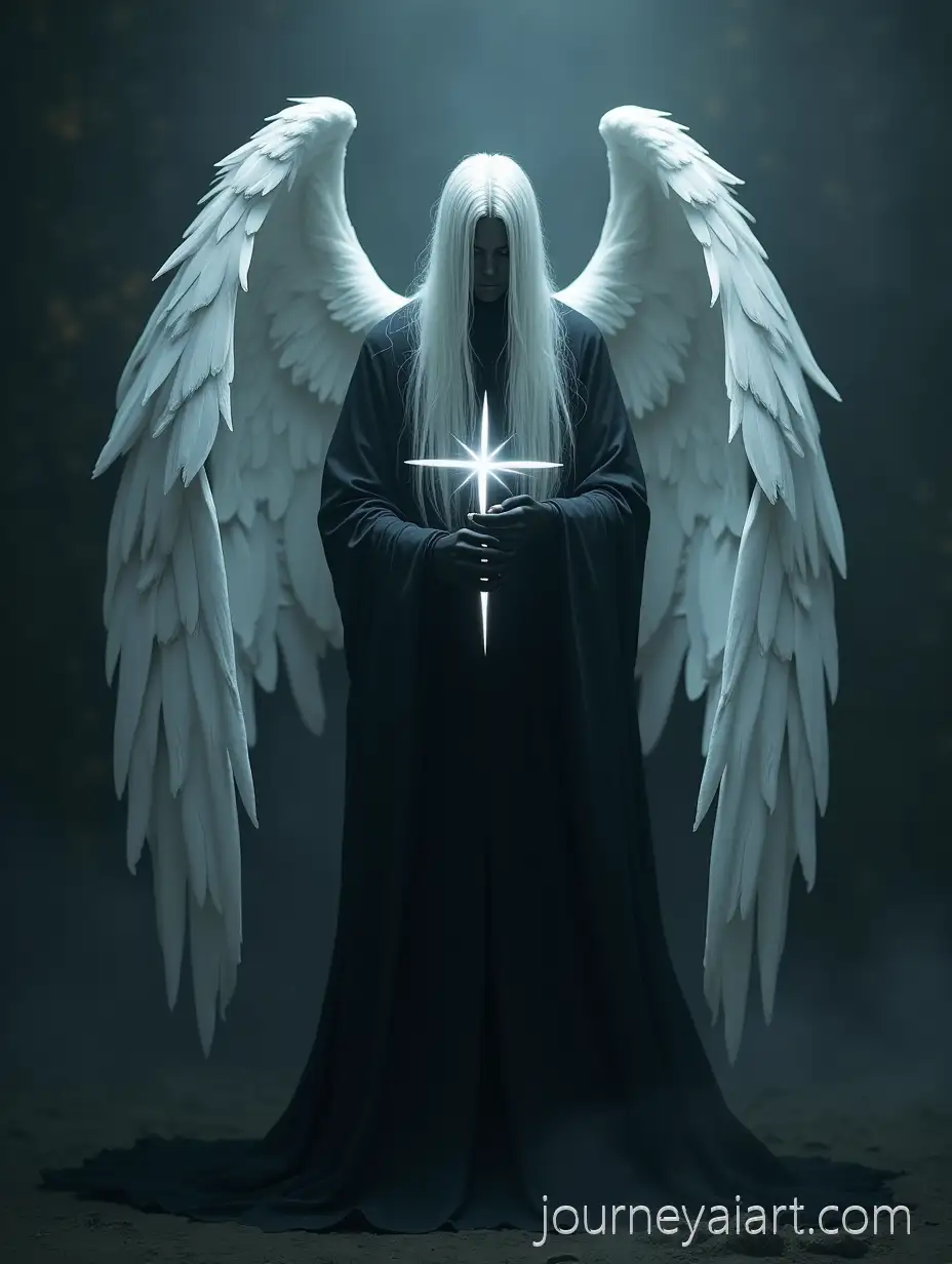 Dark-Fallen-Angel-with-White-Wings-Holding-Glowing-Cross-in-Gothic-Fantasy-Setting