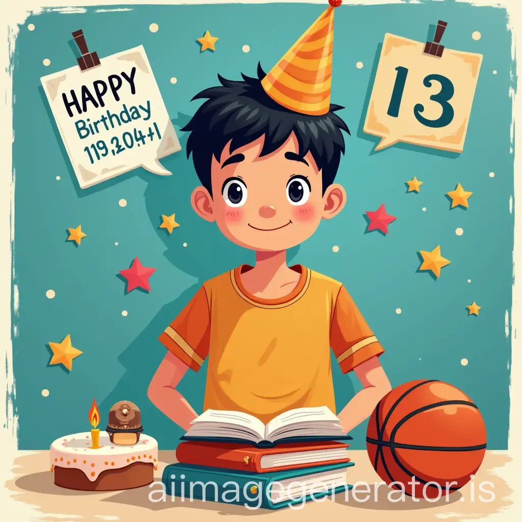 Happy-13th-Birthday-Celebration-for-Mohammed-with-Swimming-and-Basketball-Themes