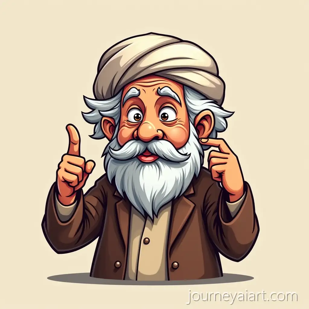 Religius-Jenius-Cartoon-Mascot-Logo-Featuring-MiddleAged-Muslim-Man-withReligius-Jenius-logo-EinsteinInspired-Face
