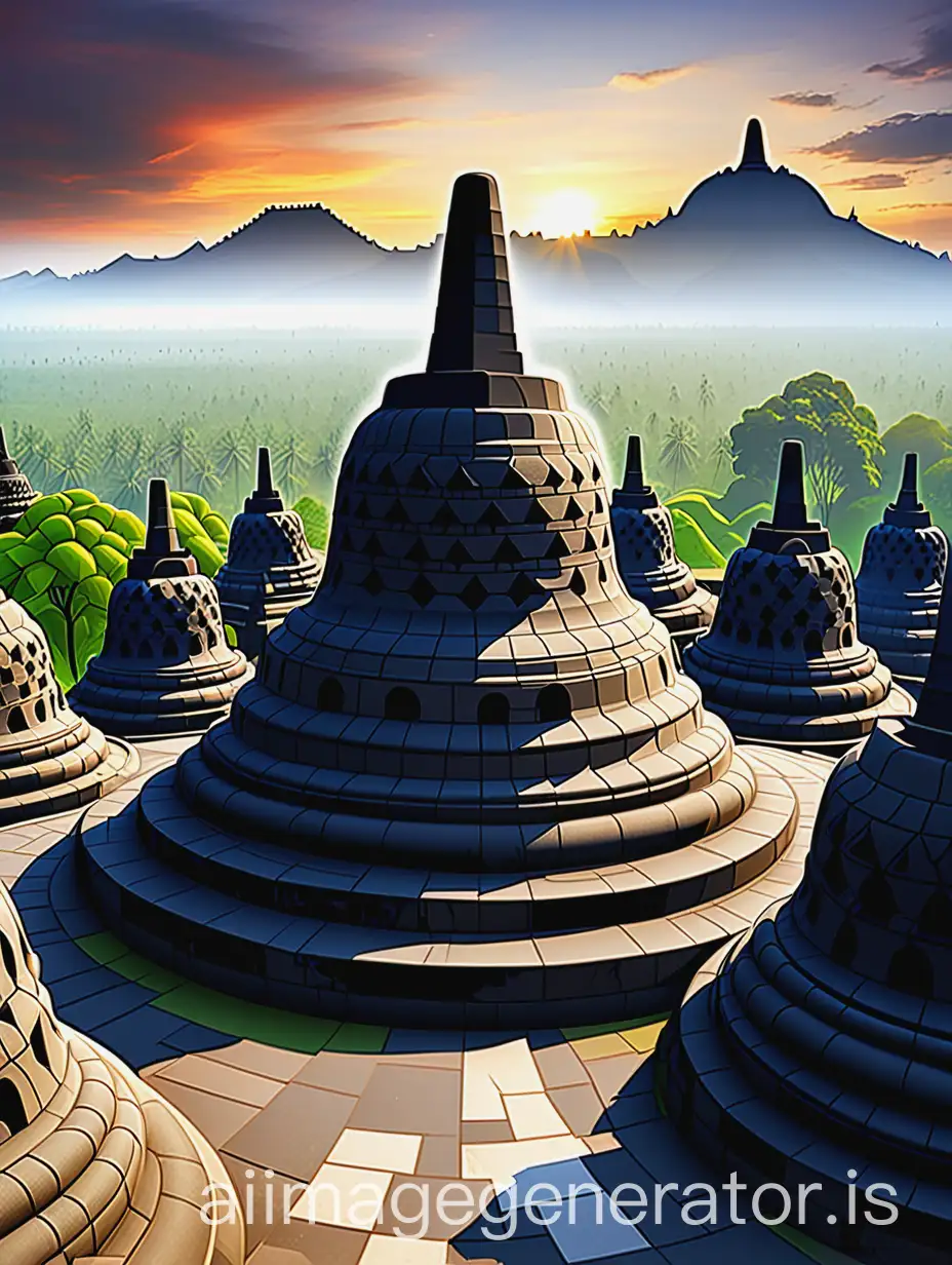 Borobudur-Temple-Indonesia-Design-for-Print-on-Demand-TShirts