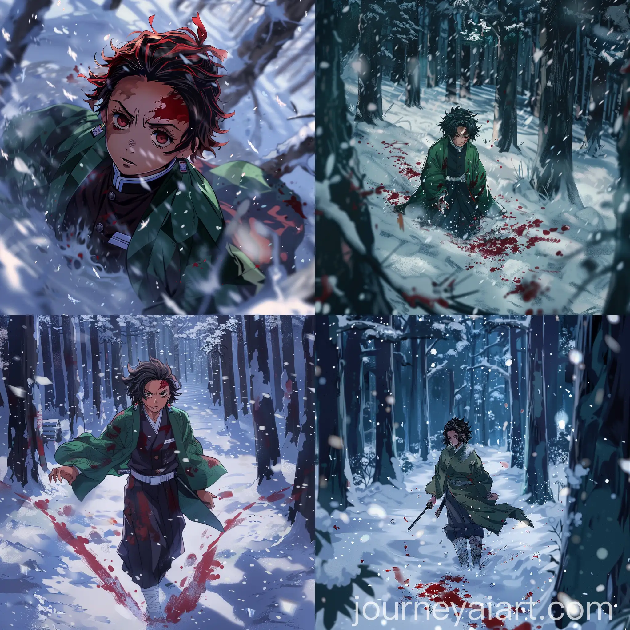 Tanjiro-Kamado-in-Snowy-Forest-Trailing-Blood