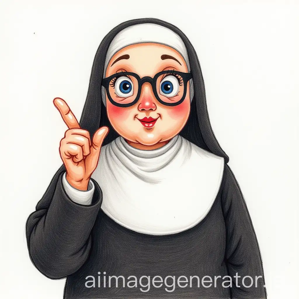 Chubby-Nun-with-Big-Glasses-Holding-Finger-in-Confident-Gesture