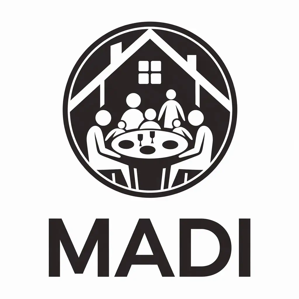 LOGO Design for MADI Vector Logo Featuring Home Family Dining Around a Circular Table