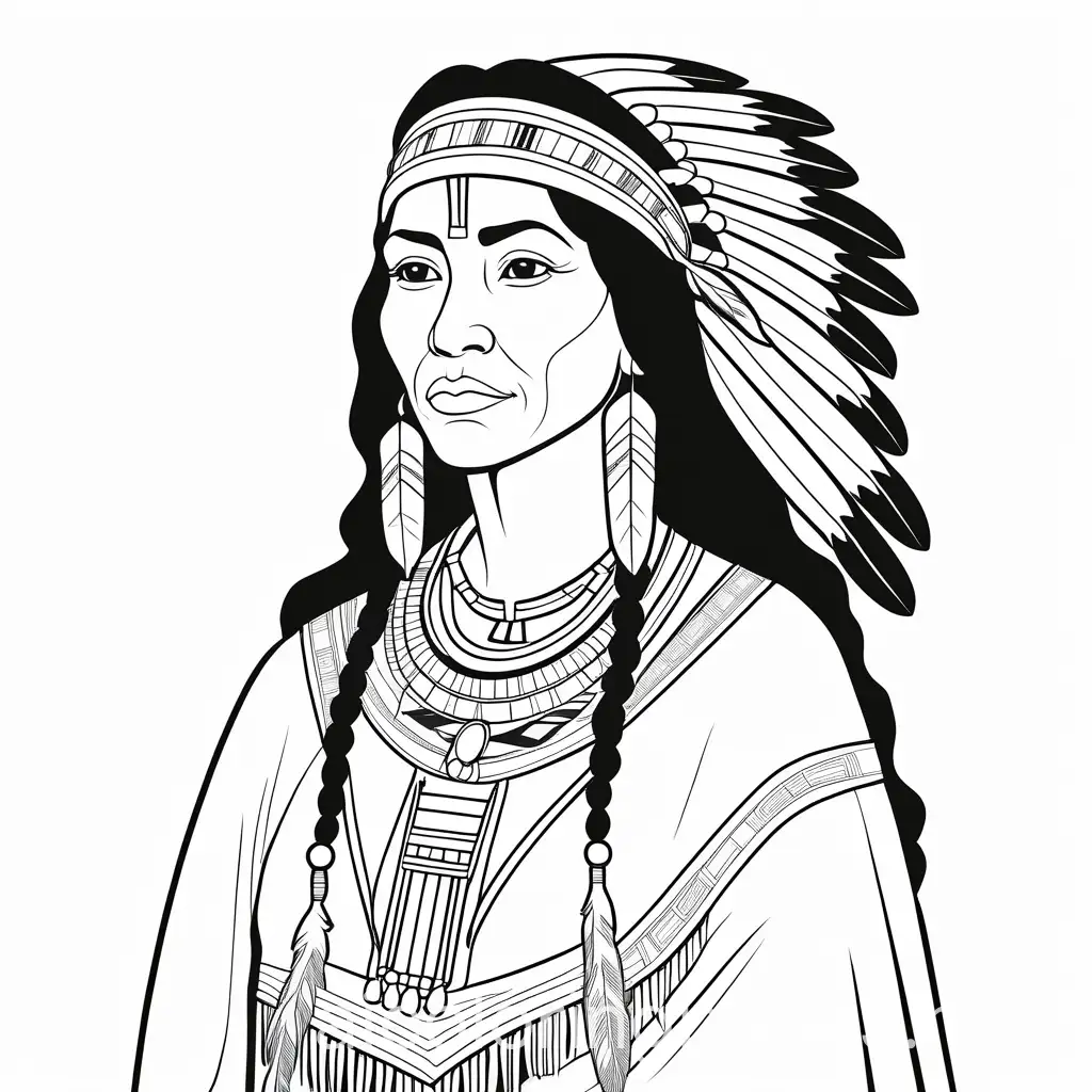 Cartoon-Female-Native-American-Coloring-Page-for-Kids