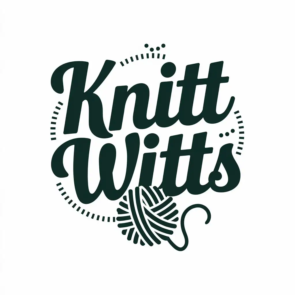 LOGO Design For Knitt Witts Elegant Yarn Ball Symbol with Wool Swirls on Clear Background