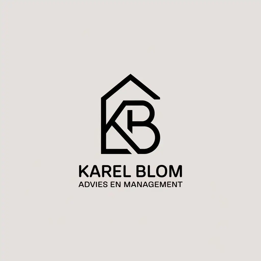 LOGO Design for Karel Blom Advies en Management Minimalistic Initials and House Symbol with Clear Background