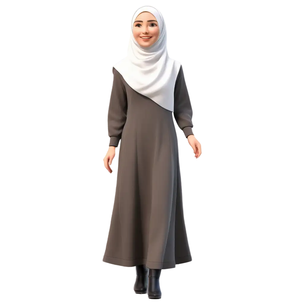 3D-Women-Using-Hijab-Happy-PNG-Image-Vibrant-HighQuality-Artwork-for-Various-Uses