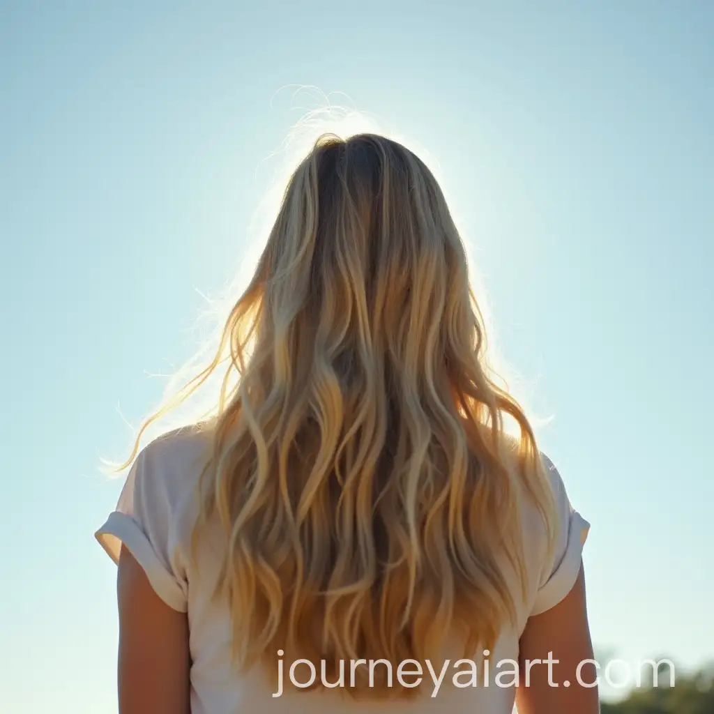 Young-Woman-with-Long-Blond-Hair-Gazing-at-the-Sky
