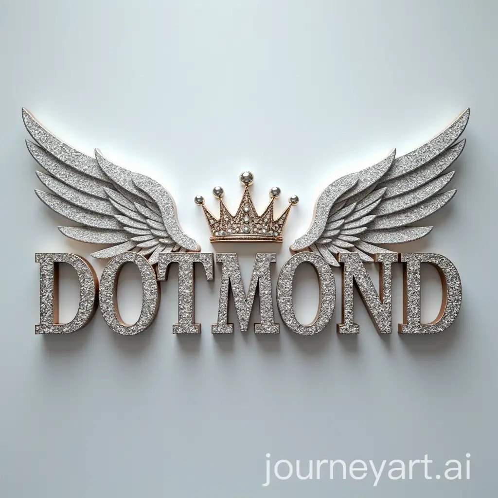 Elegant-3D-Typography-of-DOTMOND-Featuring-Crown-Diamonds-and-Angel-Wings