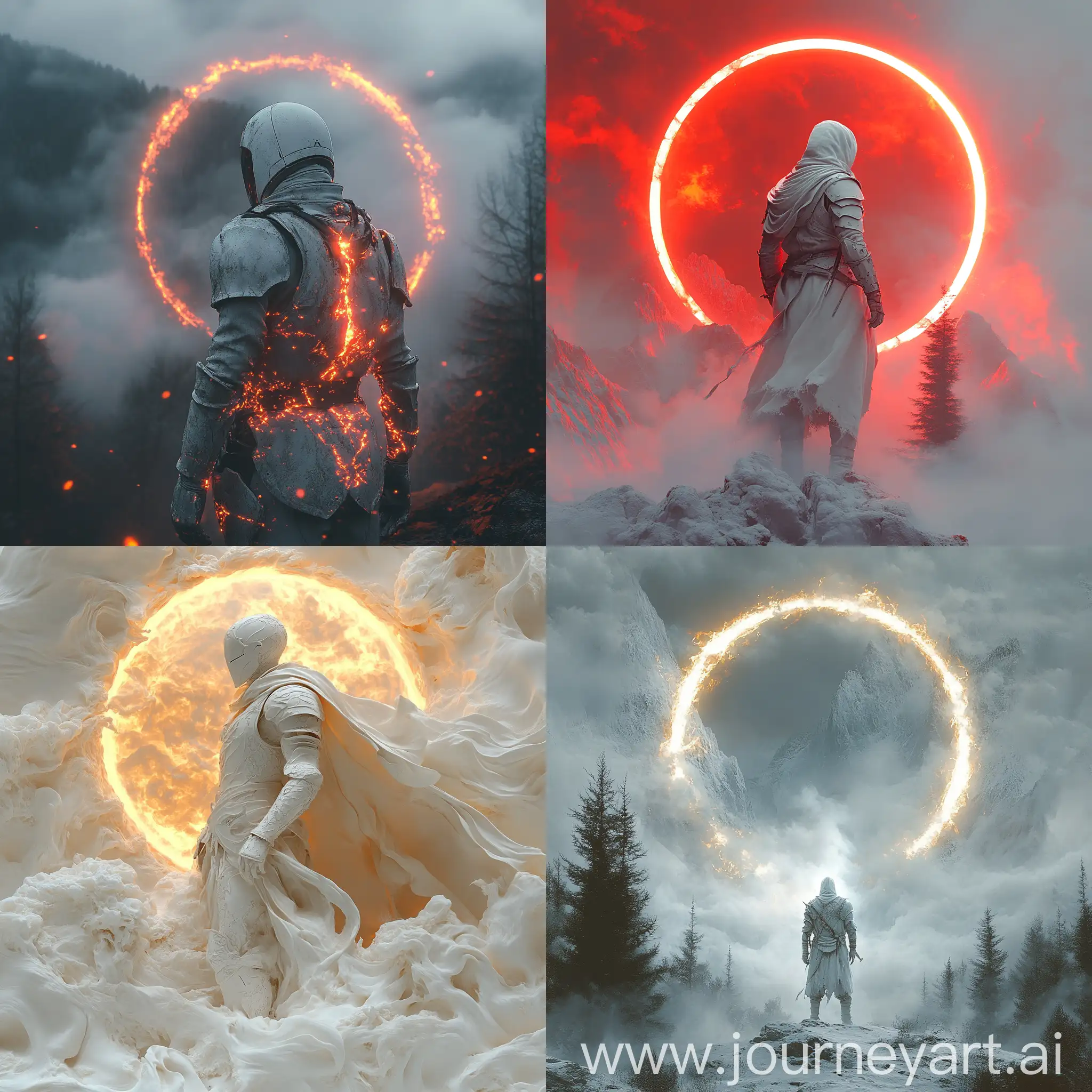 Psychedelic-White-Knight-Amidst-Smoky-Fiery-Mountains