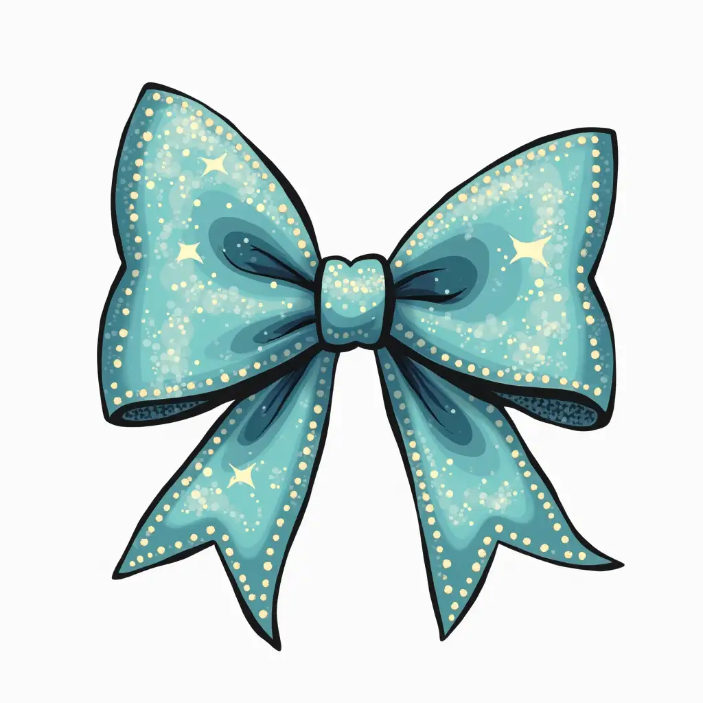 Preppy-Western-Aesthetic-with-Glitter-Turquoise-Bow-and-Cow-Print-Clipart