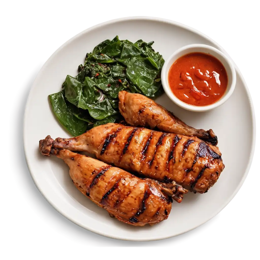 Grilled-Chicken-Taliwang-Lombok-Style-PNG-Authentic-Indonesian-Dish-with-Plecing-Kangkung-Spicy-Taliwang-Sauce